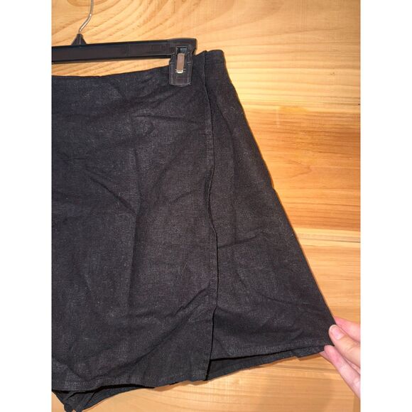 Women's Linen Black Wrap Skort - Picture 2 of 4